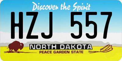 ND license plate HZJ557