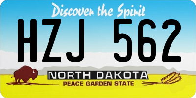 ND license plate HZJ562