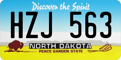 ND license plate HZJ563