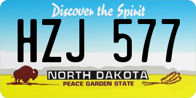 ND license plate HZJ577