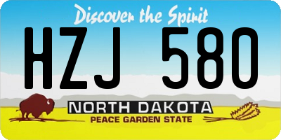 ND license plate HZJ580