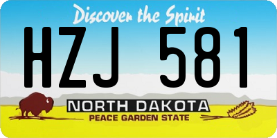 ND license plate HZJ581