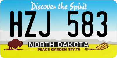 ND license plate HZJ583