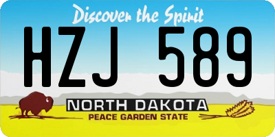 ND license plate HZJ589