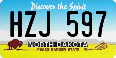 ND license plate HZJ597
