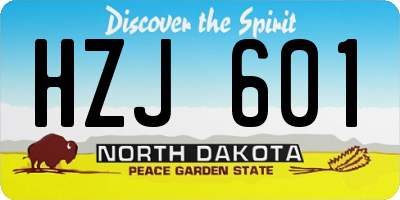 ND license plate HZJ601