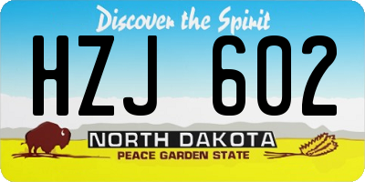 ND license plate HZJ602