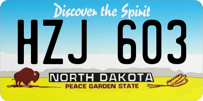 ND license plate HZJ603