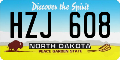 ND license plate HZJ608