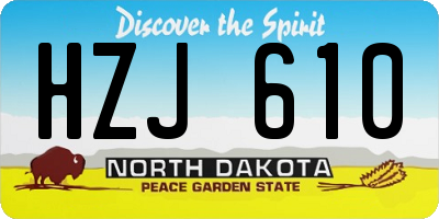 ND license plate HZJ610