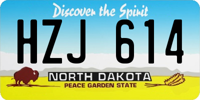 ND license plate HZJ614