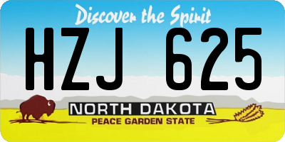 ND license plate HZJ625