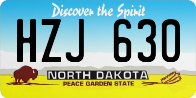 ND license plate HZJ630