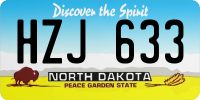 ND license plate HZJ633
