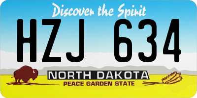 ND license plate HZJ634