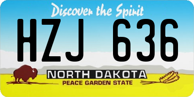 ND license plate HZJ636