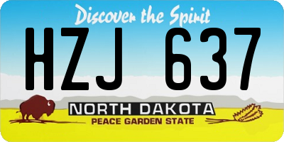 ND license plate HZJ637