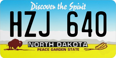 ND license plate HZJ640