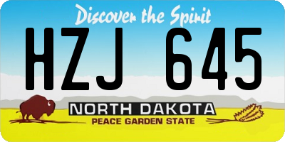 ND license plate HZJ645