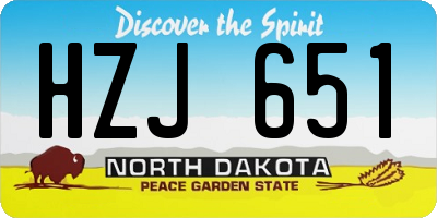 ND license plate HZJ651