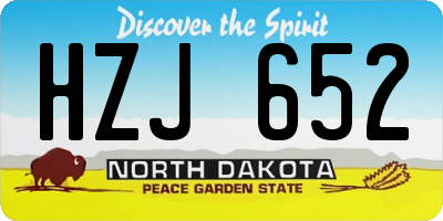 ND license plate HZJ652
