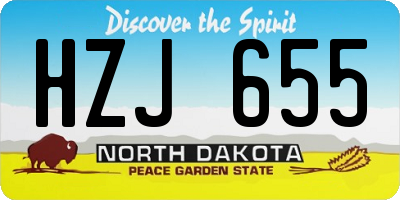 ND license plate HZJ655