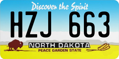 ND license plate HZJ663