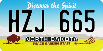 ND license plate HZJ665