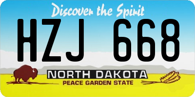 ND license plate HZJ668