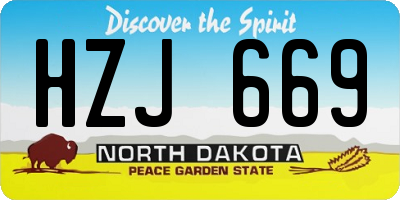 ND license plate HZJ669