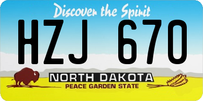 ND license plate HZJ670
