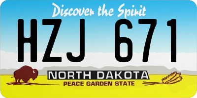 ND license plate HZJ671
