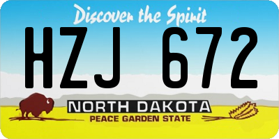 ND license plate HZJ672