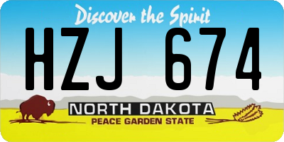 ND license plate HZJ674