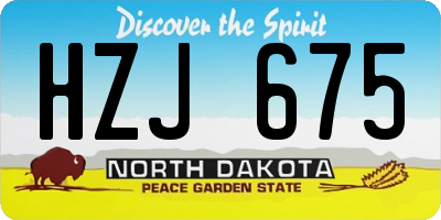 ND license plate HZJ675