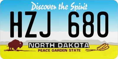 ND license plate HZJ680