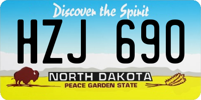 ND license plate HZJ690