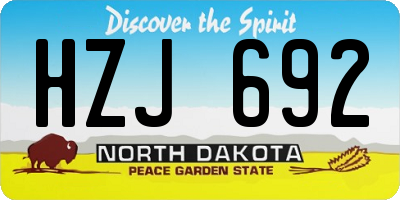 ND license plate HZJ692