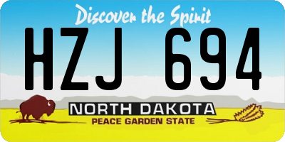 ND license plate HZJ694