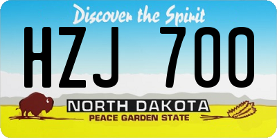 ND license plate HZJ700