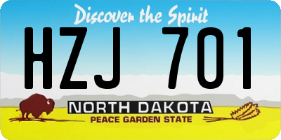 ND license plate HZJ701