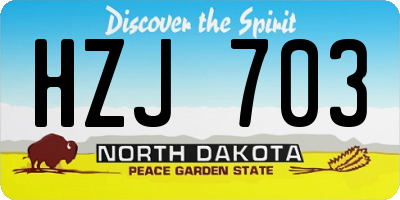 ND license plate HZJ703