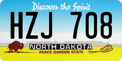 ND license plate HZJ708