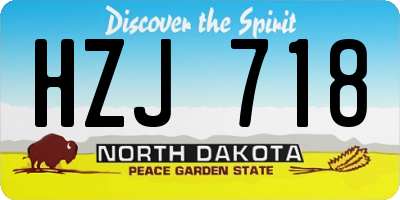 ND license plate HZJ718