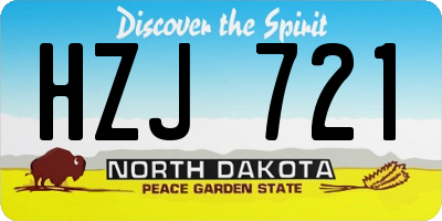 ND license plate HZJ721