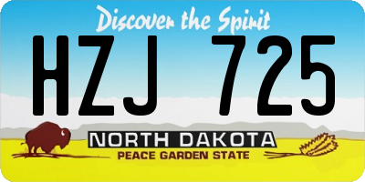 ND license plate HZJ725