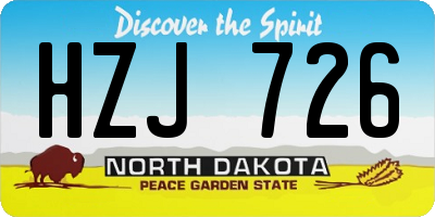 ND license plate HZJ726