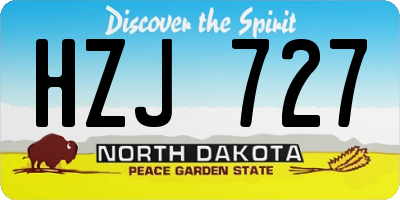 ND license plate HZJ727