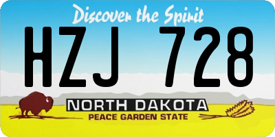 ND license plate HZJ728