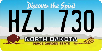 ND license plate HZJ730